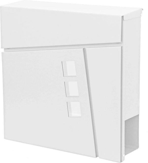 PROREGAL Wandbriefkasten mit Zeitungsfach, pulverbeschichtet, Weiß, H x B x T: 37 x 37 x 11 cm - Bild 1