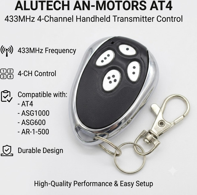 Alutech Garagenfernbedienung Befehlssender 433 MHz 4CH für AN-Motors AT4 ASG1000 ASG600 und AT-4 AR-1-500 - Bild 1
