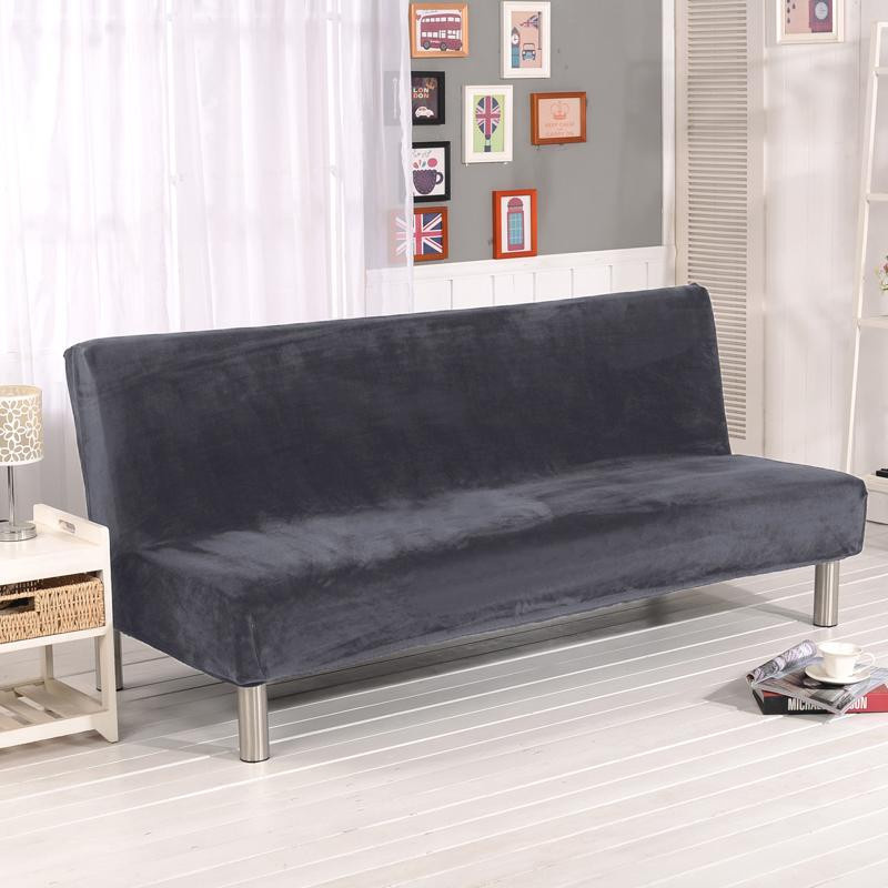 Yiran Furniture Plüsch-Sofabezug ohne Armlehne in Grau, einfarbiger Couchbezug aus Polyester für Herbst und Winter, Größe S - Bild 2