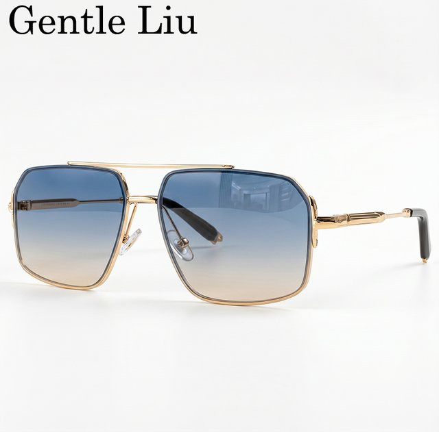 GENTLE LIU Sonnenbrille, Quadratisch, Vollrand, Metall, Gold, Herren - Bild 1