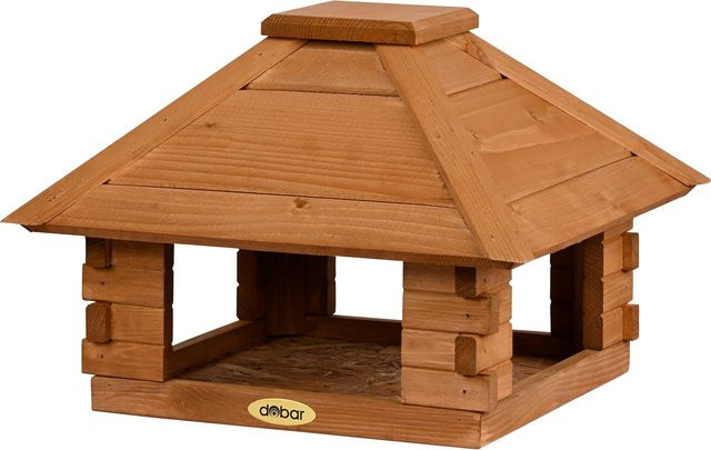 dobar Vogelhaus Blockhaus 4-eckig aus Kiefernholz in Braun mit Holzdach - Bild 1