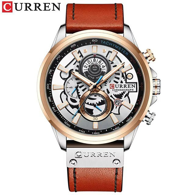 CURREN Armbanduhr, Quarz, Lederarmband, Weiß, Herren - Bild 1