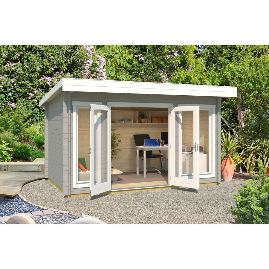 Lasita Maja Gartenhaus Dorset Flachdach Lichtgrau B/H/T: 430 x 233,7 x 320 cm - Bild 2