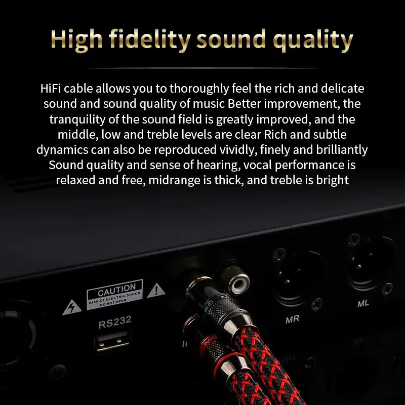 YYTCG RCA Audio Kabel 2 RCA auf 2 RCA Interconnect HIFI Stereo 4N OFC Schwarz - Bild 3