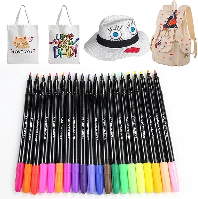 12er Set Textilmarkierungsstifte in Multicolour, wasserfeste Permanentstifte für DIY-Kleidung, Kunst und Graffiti - Bild 1