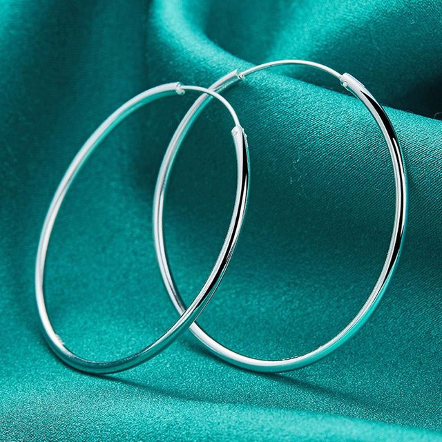 URMYLADY Ohrringe 925 Sterling Silber, 50 mm, Damen, blau - Bild 1