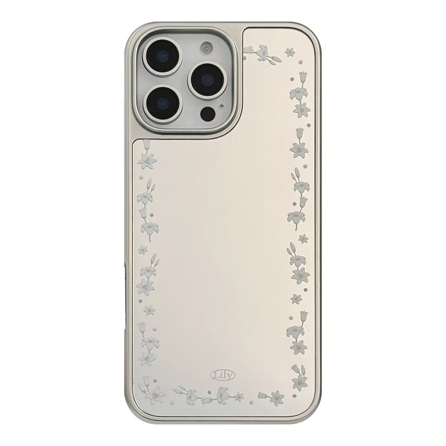 Handyhülle mit Lilienblumenmuster und silbernem Rand aus Epoxidharz für iPhone XR/11/12/13/14/15/16/17 Pro Max - Bild 4