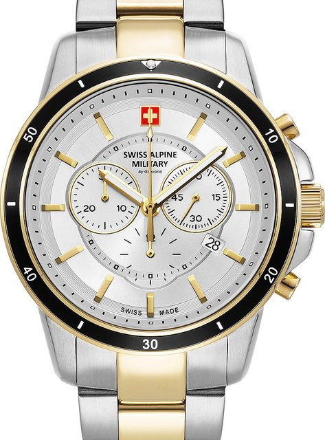 Swiss Alpine Military Chronograph, Quarz, Edelstahl, Silber, 44 mm, Herren - Bild 1