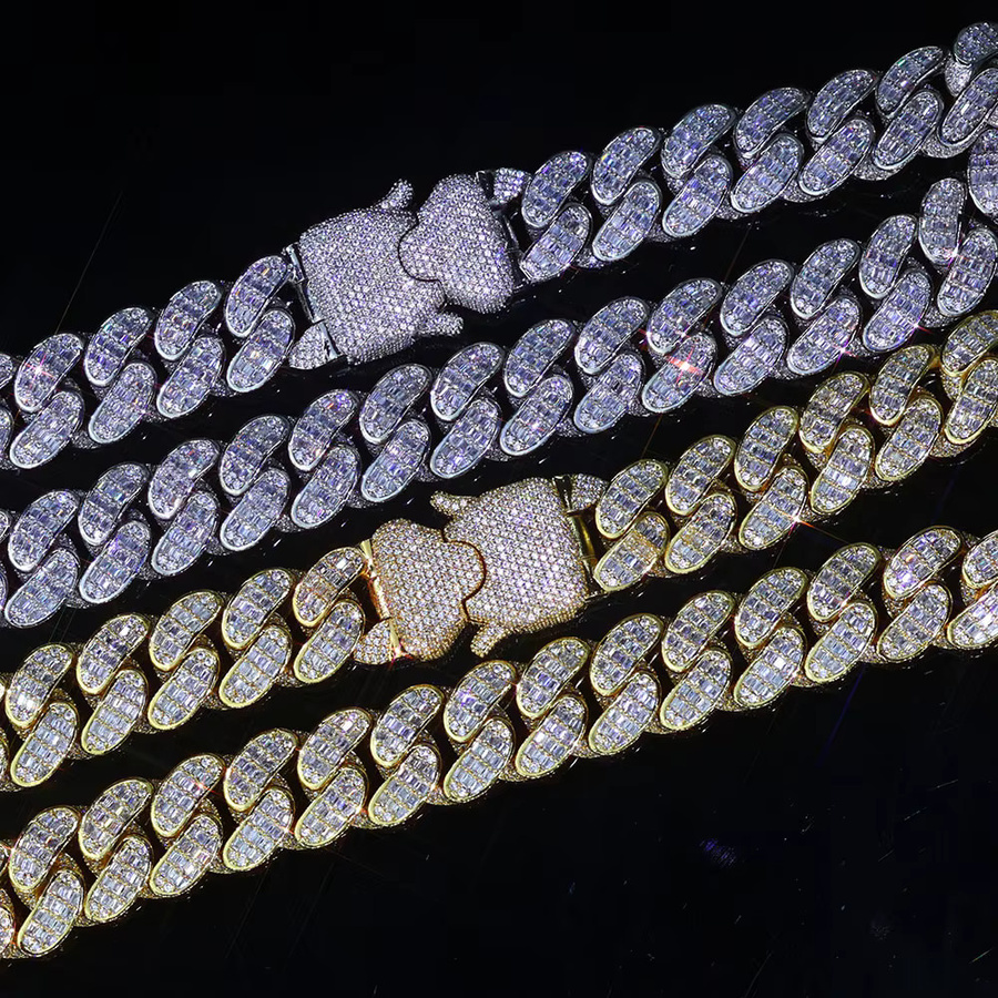 ESKEEM Halskette, 18mm, Cuban Link, Zirkonia, Diamant, Herren - Bild 1