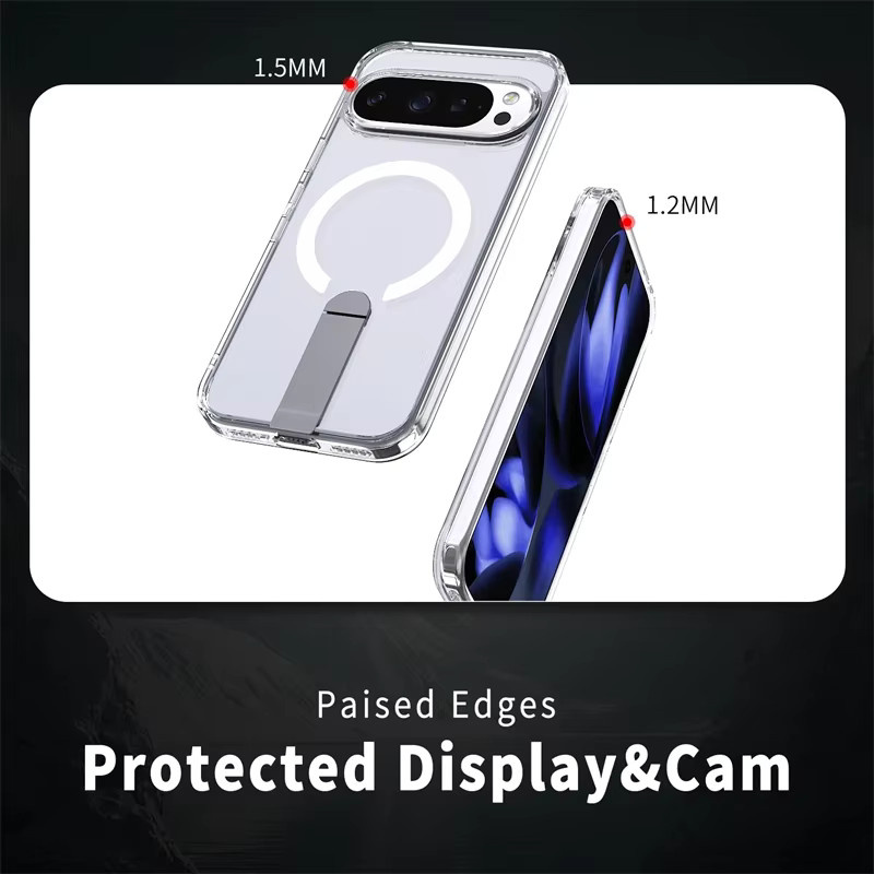 Magnetische Schutzhülle mit Metall-Kickstand für Google Pixel 9 und Pixel 10 Serie, MagSafe kompatibel, transparent/blau - Bild 4