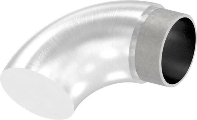 FeNau Endbogen aus V2A Edelstahl für Rohr Ø 48,3 mm, Wandstärke 2,0 mm, 90 Grad Flach, Farbe Silber - Bild 1