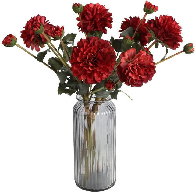 2 Stück künstliche Dahlienblumen aus Seide in Rot und Orange für deine Heimdekoration und Hochzeitsfeier - Bild 1