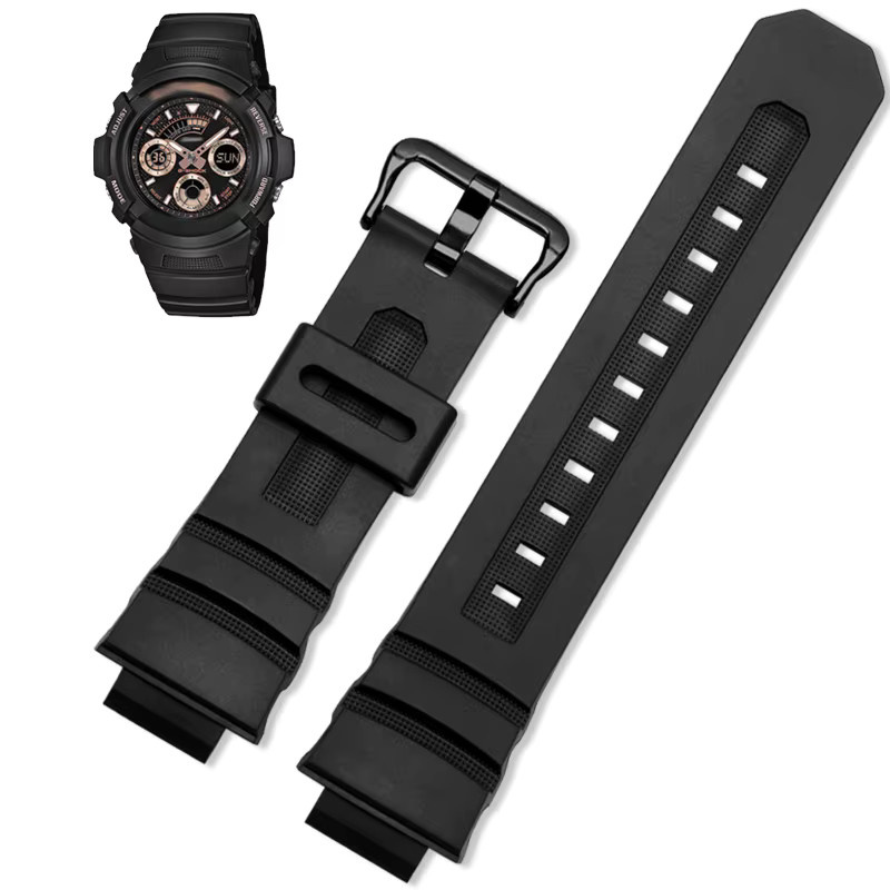 Casio Uhrenarmband, Silikon, Schwarz, Herren, 16 mm - Bild 2