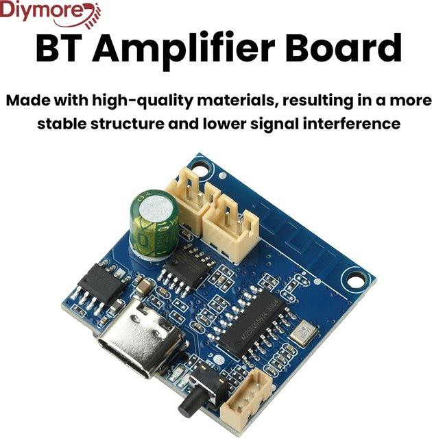diymore Bluetooth-Leistungsverstärker-Modul mit TF-Karten-Unterstützung und TWS-Pairing, 5W, DC 3,3V-4,2V, Typ C, Blau - Bild 1