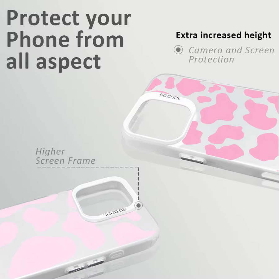 Stoßfeste iPhone Schutzhülle mit Rosa Kuh Piebald Design und Aurora Laser Effekt in Mehrfarbig - Bild 2