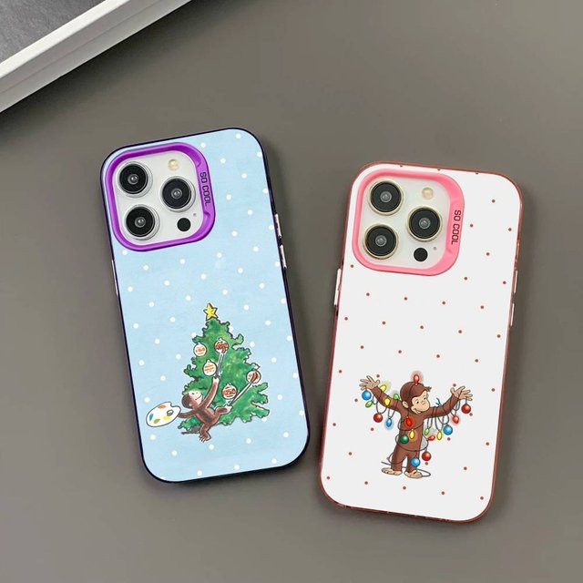 Curious G-George Affen-Handyhülle für iPhone 11 bis 17 Pro Max Plus Pro in Silber und Mehrfarbig - Bild 1