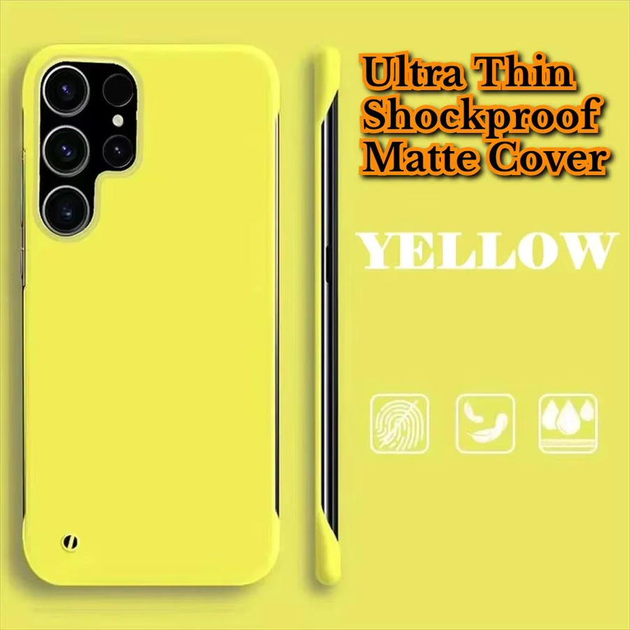 Stoßfeste und schlanke Rahmenlose Schutzhülle für Samsung Galaxy A57 A37 A56 A55 A15 A54 A34 in Gelb mit mattem Finish aus hartem PC-Material - Bild 1