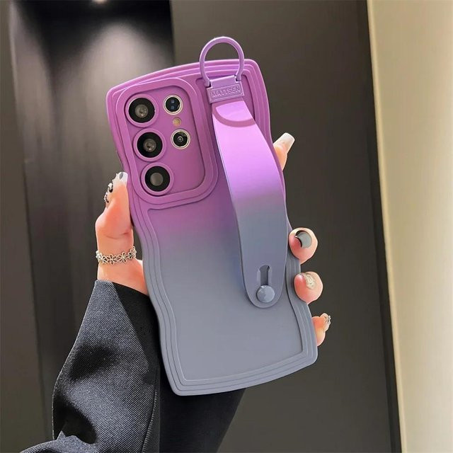 Doppel-Farbwellen-Armband-Hülle mit Ring-Halter für Samsung Galaxy S26 Ultra S25 S24 S23 FE S22 Plus S21 A36 A26 in Orange, Purple, Pink, Blue und Green - Bild 1