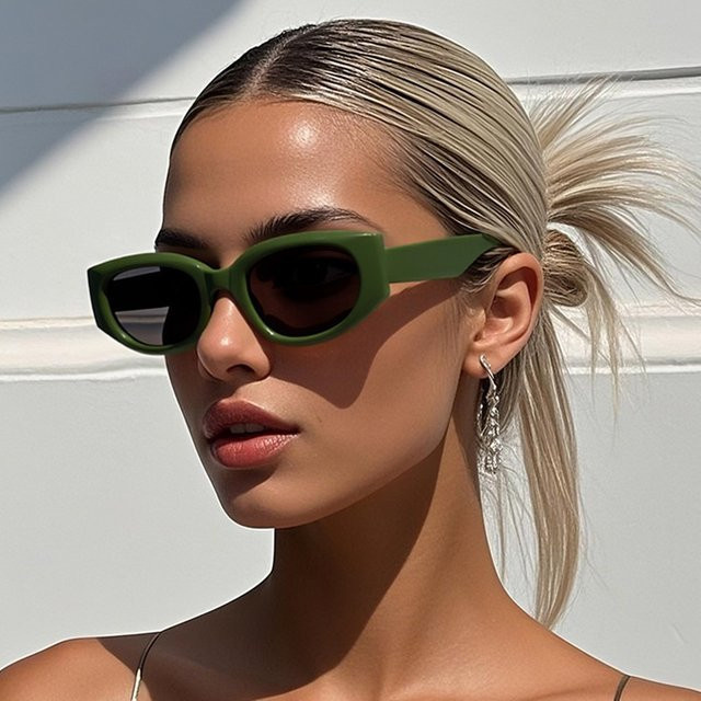 Samjune Sonnenbrille, quadratisch, Vollrand, Kunststoff, grün, Unisex - Bild 1