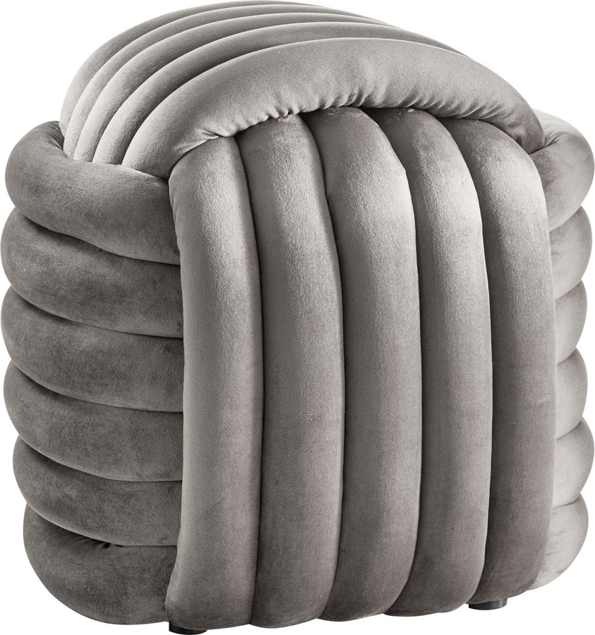 Hocker von Heine Home in Grau mit Samtbezug und Holzrahmen, B/T/H: 45 x 42 x 45 cm - Bild 2