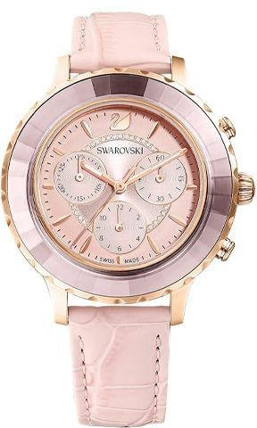Swarovski Chronograph, Quarzuhr, Lederarmband, Rosa, Damen - Bild 1