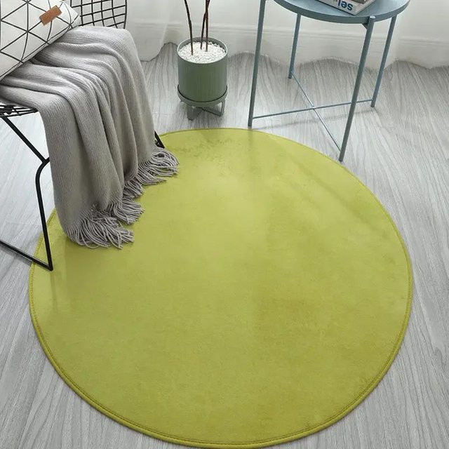 Runder Teppich Karpetti in Grün, weiche Polyester-Matte im nordischen Stil, Durchmesser: 120 cm - Bild 1