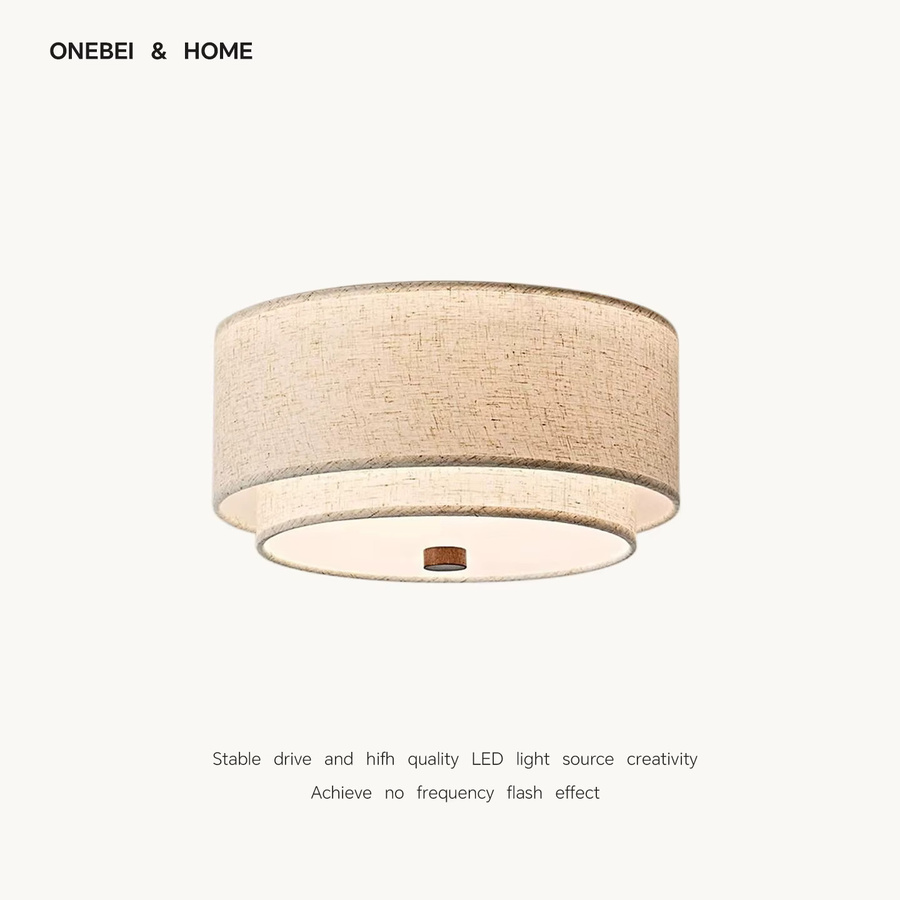 ONEBEI LED Deckenleuchte im amerikanischen Retro-Stil aus Stoff für Wohnzimmer, Esszimmer, Schlafzimmer und Flur - Bild 2