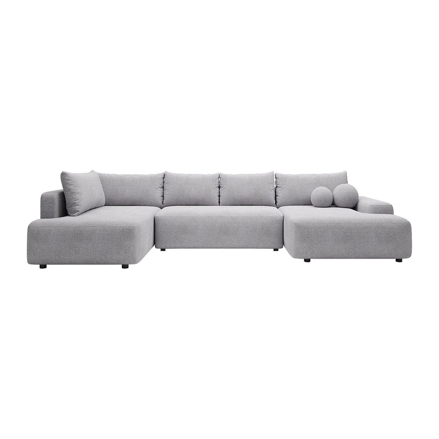 Vente-unique Schlafsofa Daviso in Lichtgrau mit L-Form und Stoffbezug, Breite: 360 cm - Bild 2