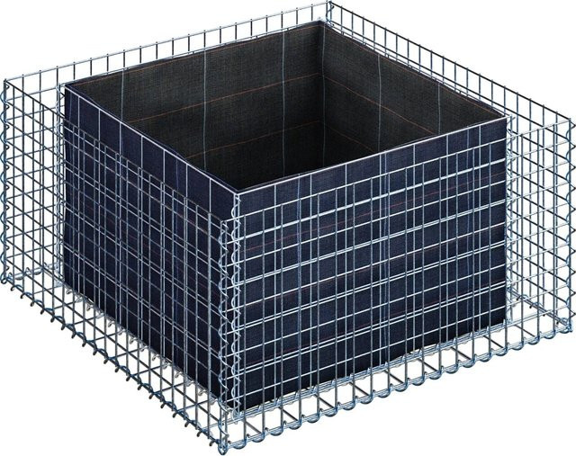 Gabiona Eckiges Gabionen-Hochbeet aus galvanisiertem Stahl in Silbergrau, B/T/H: 50 x 100 x 100 cm - Bild 1