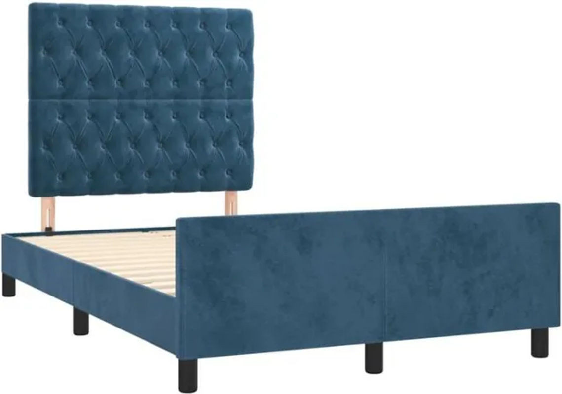 Vidaxl Polsterbett aus Samt in Blau ohne Matratze B/T/H: 190 x 120 x 128 cm - Bild 1