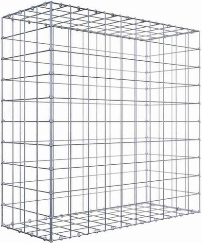 Gabiona Drahtkorb mit C-Ring in Silbergrau, B/T/H: 100 x 100 x 40 cm - Bild 1