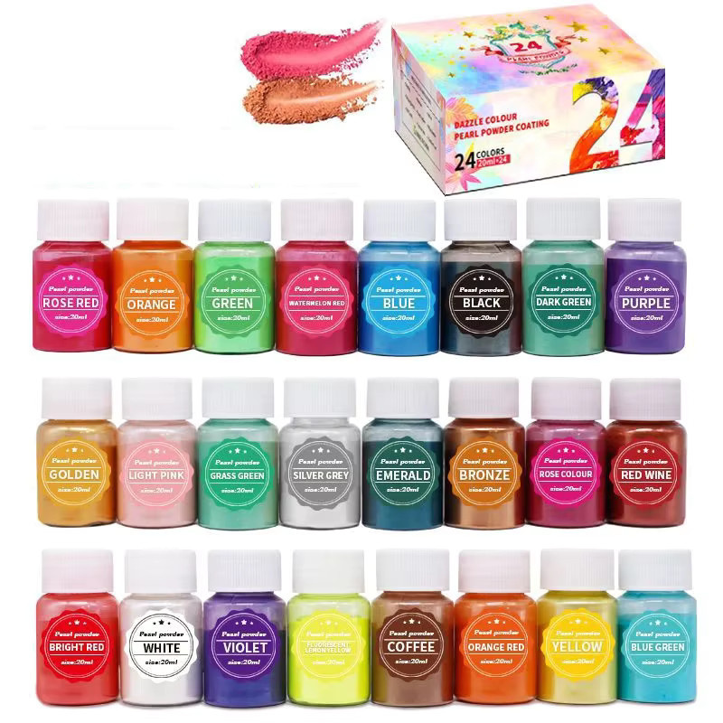 24 Flaschen Epoxidharz-Farbstoff Set mit Glimmerpulver und Pigmenten in Multicolour, 20 ml pro Flasche - Bild 3