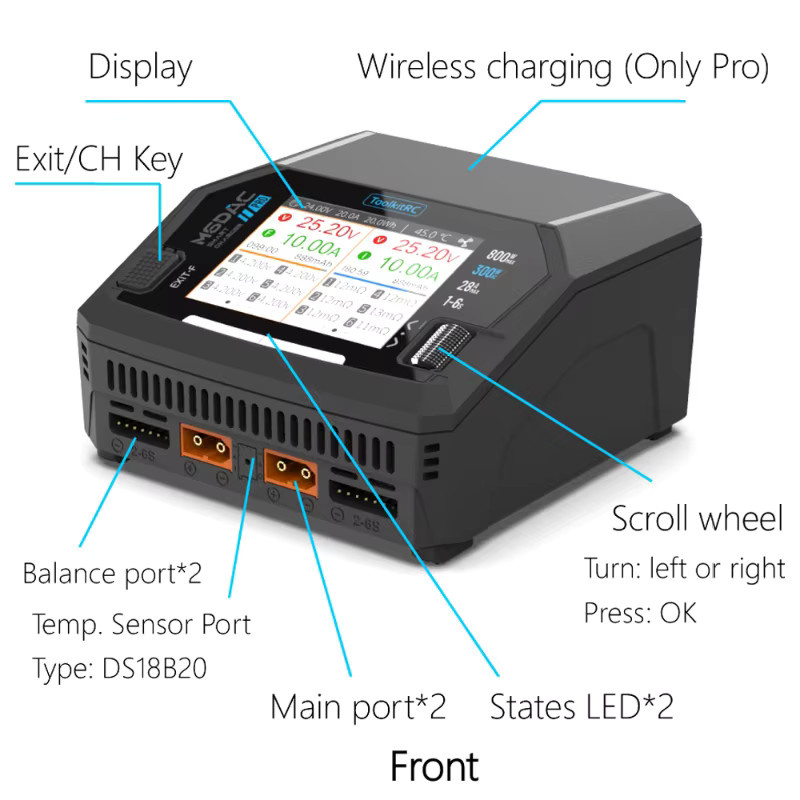 ToolkitRC M6DAC V2 Intelligentes Schnell-Ladegerät für LiPo und LiHV 1-6S Akkus in Schwarz - Bild 2