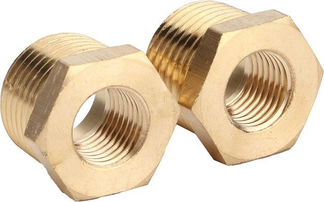Meterk Messing Rohr-Schlauch-Adapter Set 2 Stück, Hex Minderer Buchse, 12 NPT Männlich zu 14 NPT Weiblich, Farbe: Gold - Bild 1