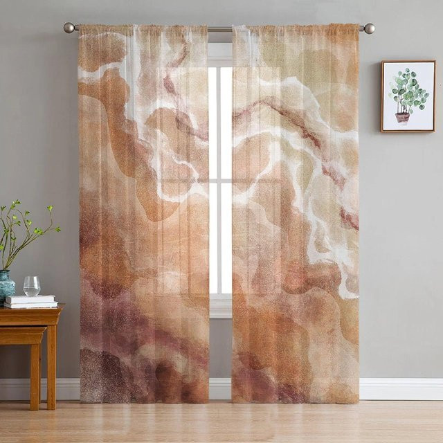 A Family Of Home Textiles Voile-Tüllvorhang im Bohemian-Stil mit Farbverlauf, transparent, B: 135 cm, H: 137 cm - Bild 1