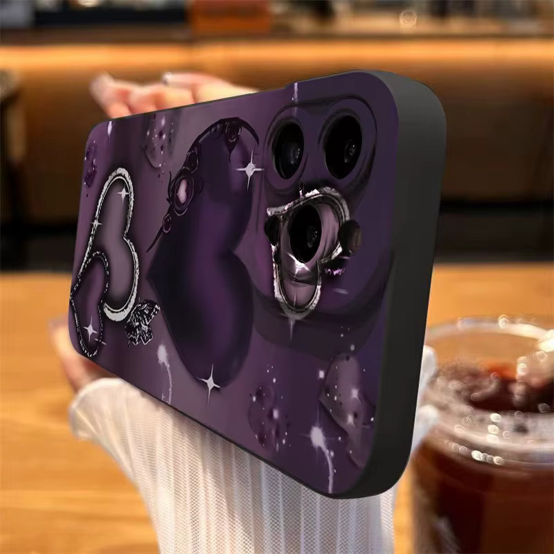 Lila TPU Handyhülle mit Herz-Design für iPhone 11 bis iPhone 17 Pro Max und weitere Modelle - Bild 2