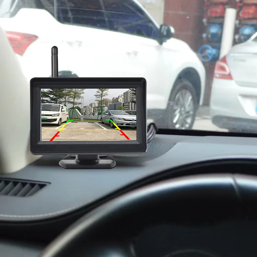 QXNY Drahtloses Rückfahrkamera-Set mit 4,3 Zoll HD-Monitor und Nachtsicht für LKW, Bus, Auto und Wohnmobil, Schwarz - Bild 4