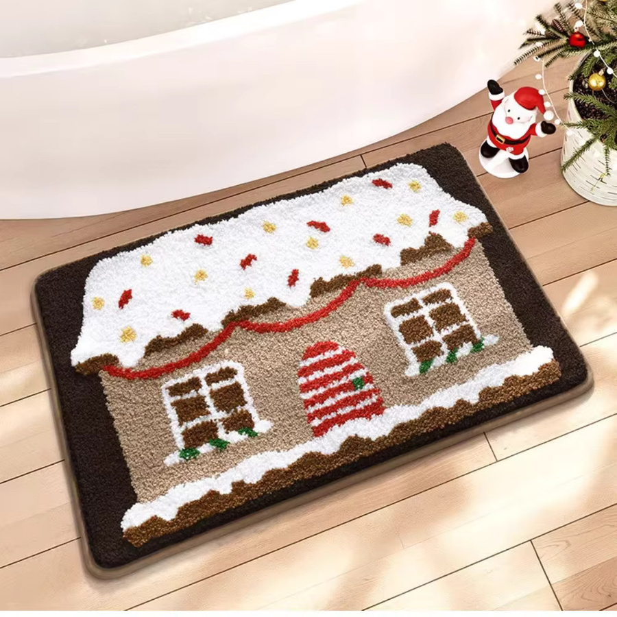 VIKAMA Weihnachts-Teppich aus Kaschmirimitat mit Tier-Motiv, rutschfest, Mehrfarbig, B/T: 60 x 40 cm - Bild 4