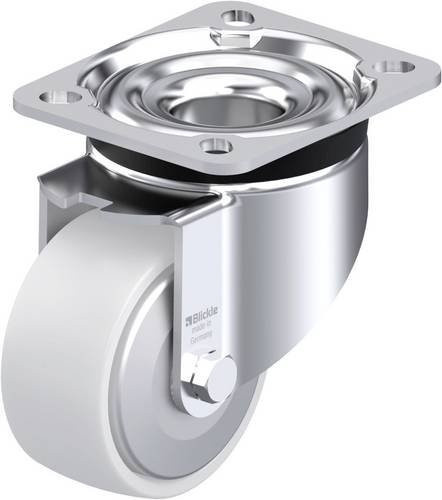 Blickle LK-PO 82XR-FA Stahlblech-Lenkrolle aus verzinktem Stahl mit weißem Kunststoffrad, Durchmesser: 80 mm, Tragfähigkeit: 230 kg - Bild 1