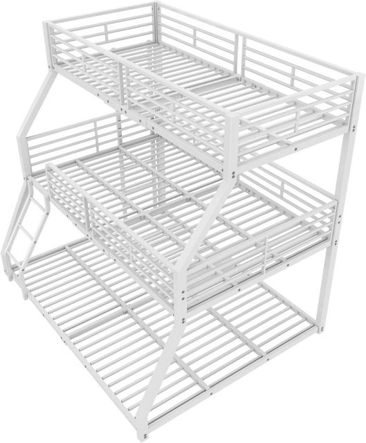 KOMHTOM Dreifach-Etagenbett aus Metall für Kinder in Weiß ohne Matratze B/T/H: 90 x 200 x 147 cm - Bild 1