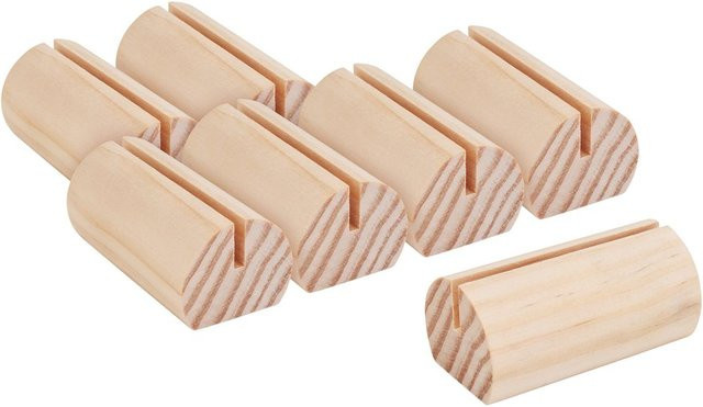VBS Kartenhalter aus Holz in Beige, 6 Stück, Barrenform für den Tischdeko-Einsatz, B/T/H: 6,0 x 5,5 x 3,0 cm - Bild 1