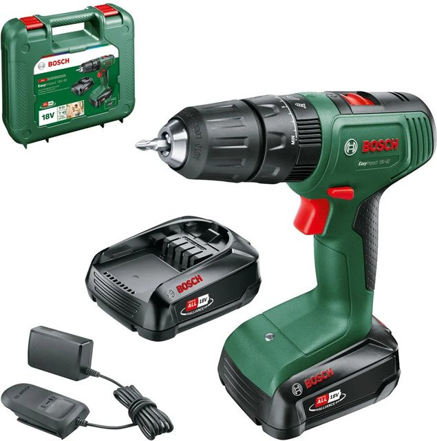 Bosch EasyImpact 18V-40 Akku-Schlagbohrschrauber in Grün/Schwarz mit 2 Akkus und 32 N·m Drehmoment - Bild 1