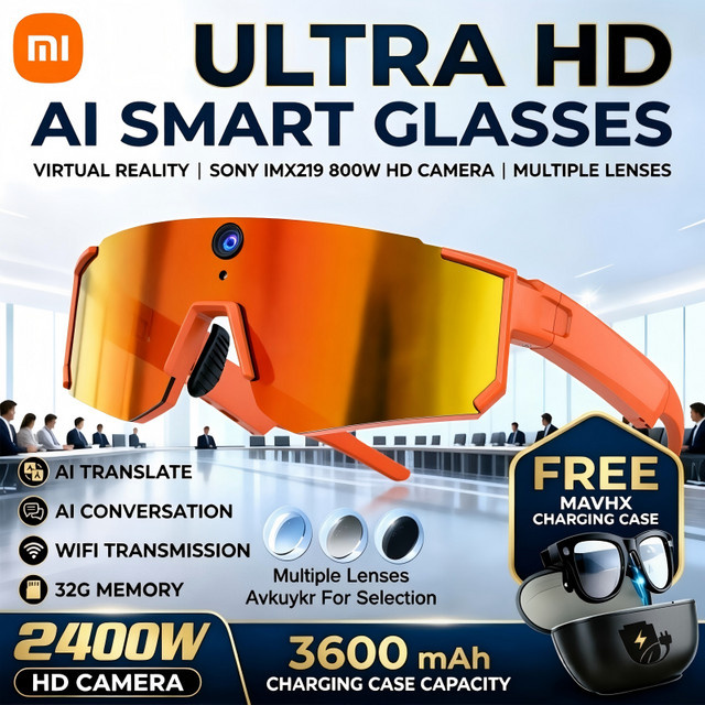 Xiaomi AI Smart-Brille mit ChatGPT, 1080P-Kamera, 8MP Anti-Shake-Funktion, 32GB Speicher, Sport-Sonnenbrille in Schwarz - Bild 1