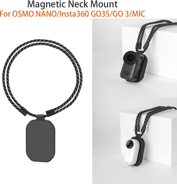 POV Magnetischer Halterungsständer mit Trageband für DJI OSMO Nano und Insta360 GO3S/GO 3, Farbe: Schwarz - Bild 1