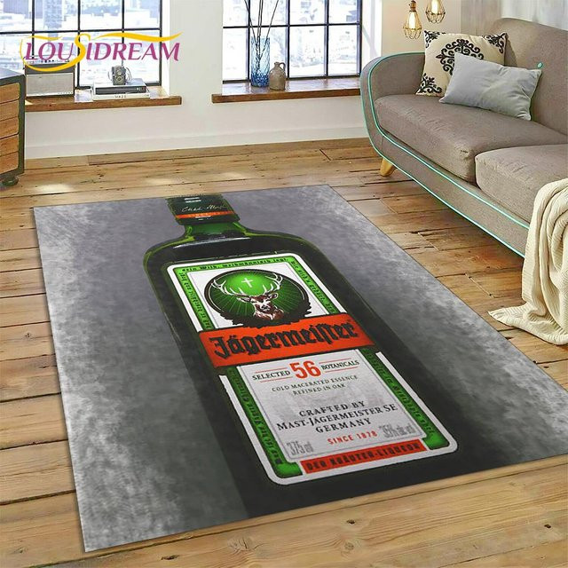 Jaegermeister Elch Teppich mit 3D-Logo, rutschfest und waschbar, grau, B/T: 120 x 100 cm - Bild 1