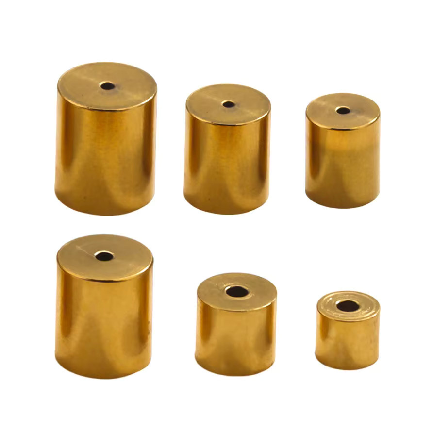 Aiovlo Crimp Zylinder Perle Leder Endkappen Stecker, Edelstahl vergoldet, DIY Armband Herstellungsteile - Bild 2