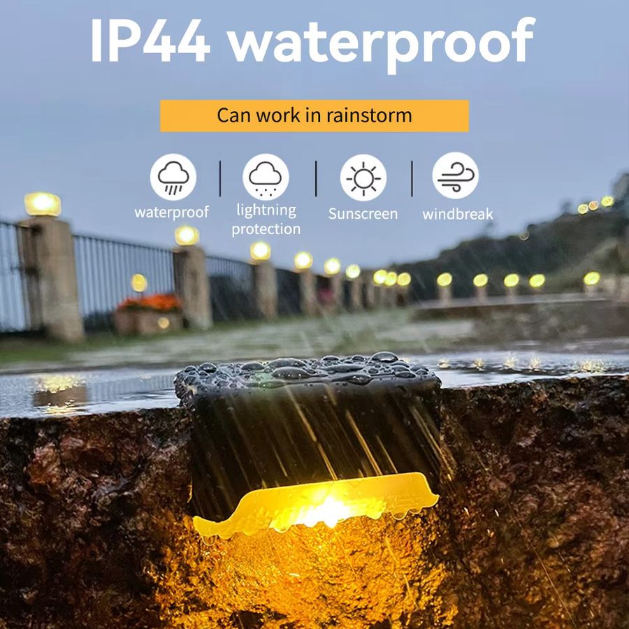 XIWANGFIRE Solar-Wegeleuchte mit warmweißer LED für den Außenbereich, wasserdichte Garten-Stufenleuchte und Terrassenbeleuchtung - Bild 5