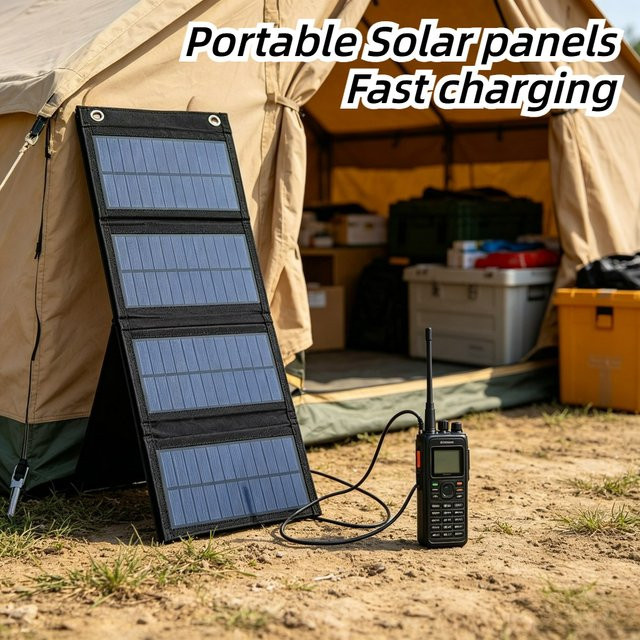 EESBAO Tragbares faltbares Solarpanel-Ladegerät mit USB-Anschluss, wasserdicht, Farbe: Schwarz - Bild 1