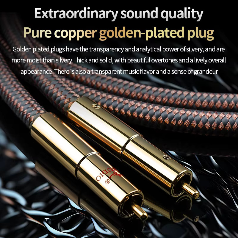 YYAUDIO Hifi High-End OCC Audiokabel mit vergoldeten RCA-Steckern für CD-Player und Verstärker - Bild 3