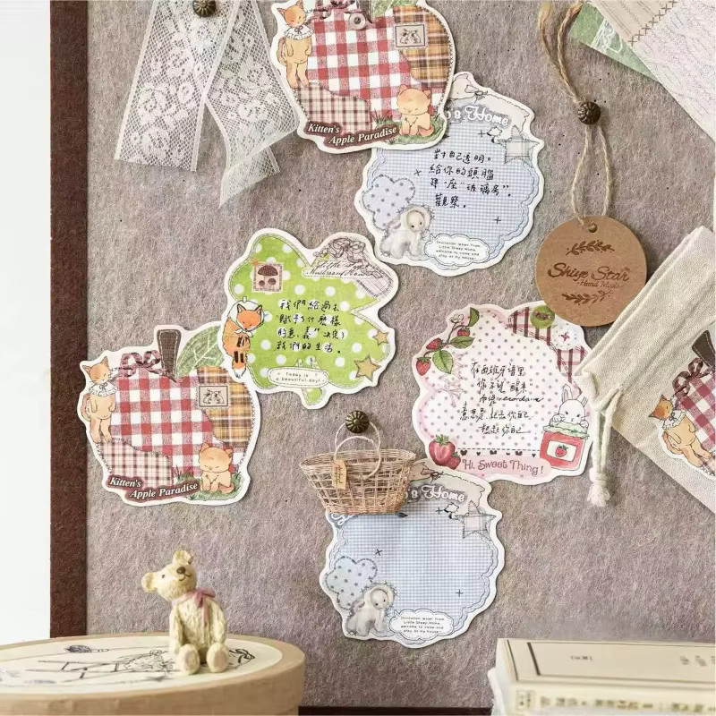 Kawai Stationery 30 Stück Retro Patchwork Notizblöcke mit Haftnotizen in Mehrfarbig für Schule und Büro - Bild 2